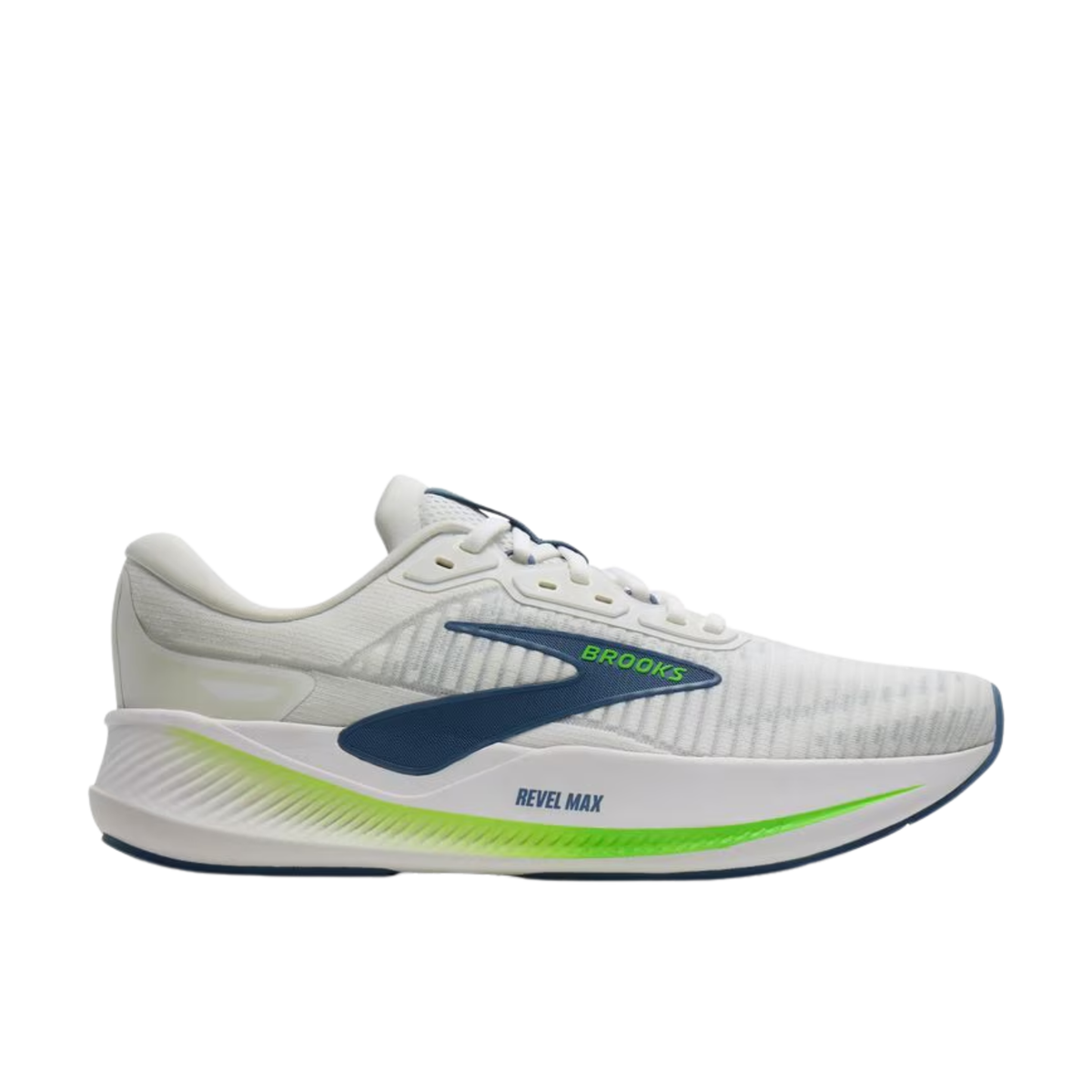 Brooks Men's Revel Max Shoes - White/Moon/Gecko – Lenny's Shoe