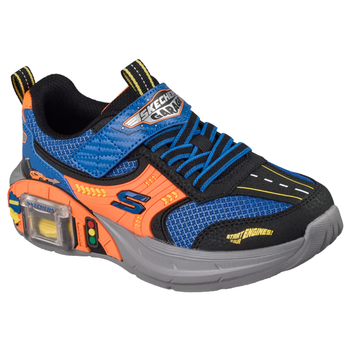 Skechers Boys' Garage Shoes - Black/Blue/Orange – Lenny's Shoe