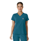 Carhartt Women's Force Cross Flex Tuck In Scrub Top - Caribbean