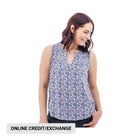 Aventura Women's Portofino Split Neck Pintuck Tank - Sky Captain - Lenny's Shoe & Apparel