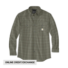 Carhartt Men's Loose Fit Midweight Chambray Long Sleeve Plaid Shirt - Dusty Olive - Lenny's Shoe & Apparel