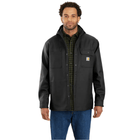 Carhartt Men's Rain Defender Relaxed Fit Heavyweight Hooded Shirt Jacket - Black Heather - Lenny's Shoe & Apparel