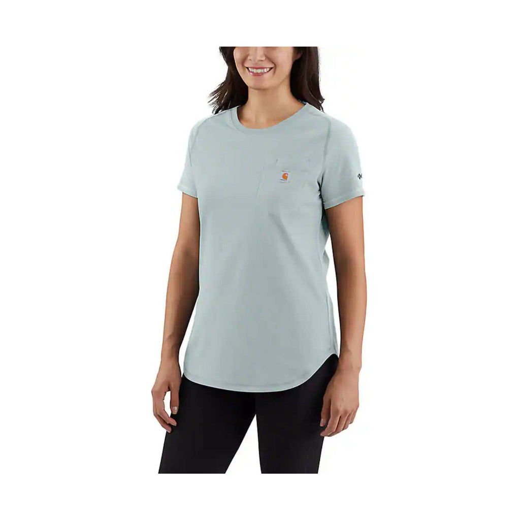 Carhartt Women's Force Relaxed Fit Midweight Pocket T Shirt - Dew Drop - Lenny's Shoe & Apparel