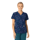 Carhartt Women's Prints V Neck Scrub Top - Geo Logo Navy - Lenny's Shoe & Apparel