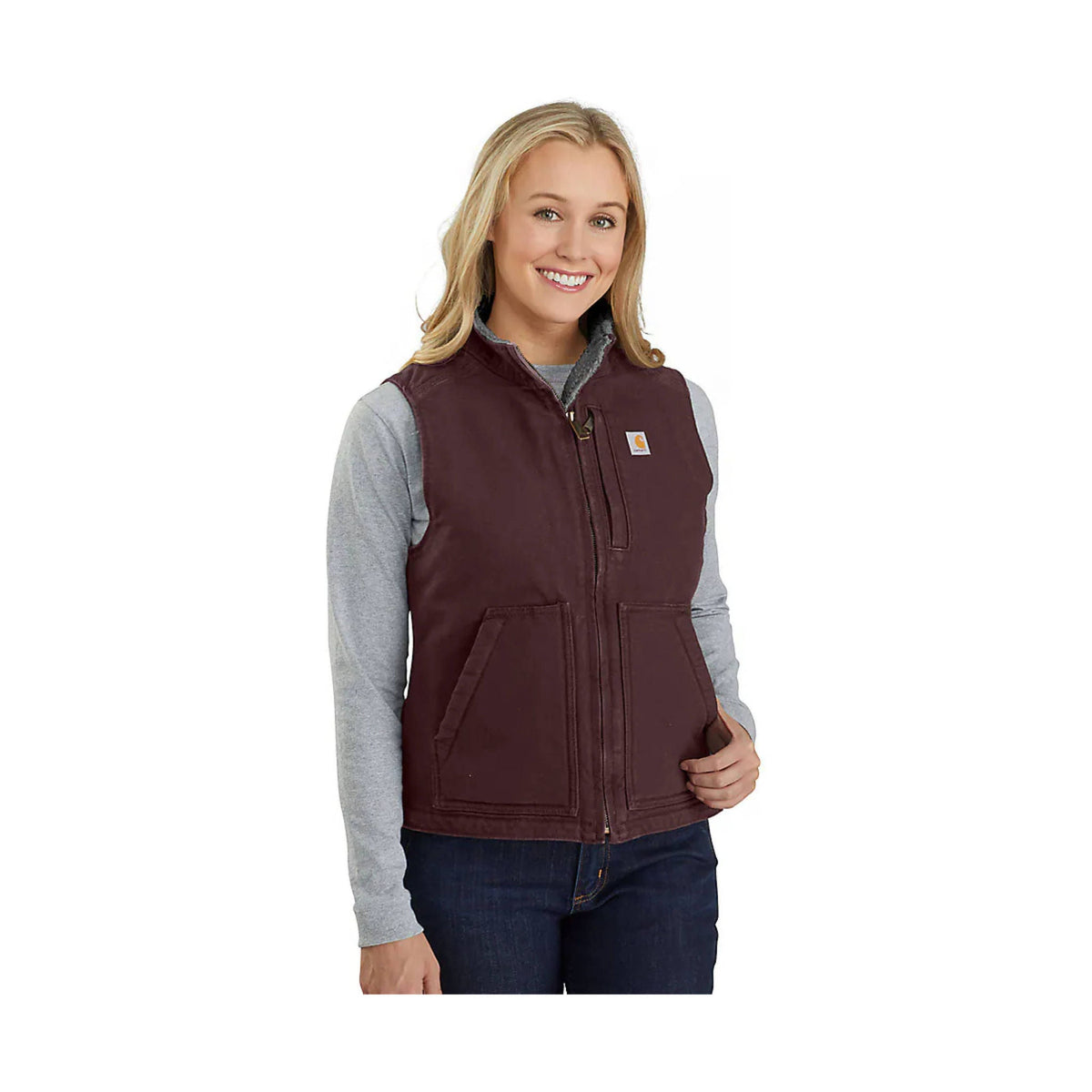 Carhartt sherpa lined hooded vest best sale