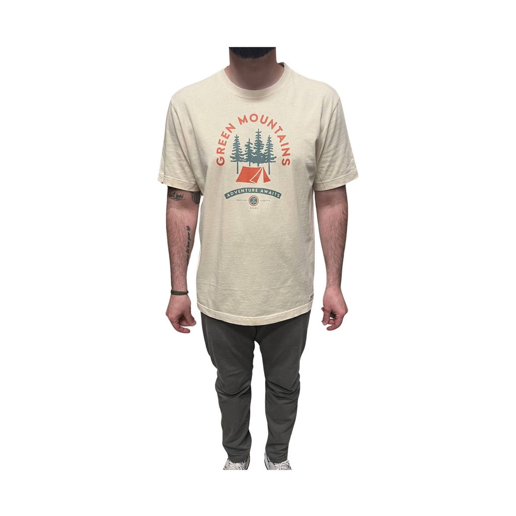 Life Is Good Men's Green Mountains Exclusive Adventure Crusher Tee - Putty White - Lenny's Shoe & Apparel