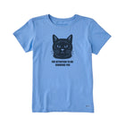 Life Is Good Women's Bert Ignore You Cat Short Sleeve Crusher Tee - Cornflower Blue - Lenny's Shoe & Apparel