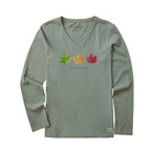Life Is Good Women's Change Is Good Three Leaves Long Sleeve Crusher Vee - Moss Green - Lenny's Shoe & Apparel