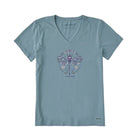 Life Is Good Women's Dragonfly Short Sleeve Crusher Lite Vee - Smoky Blue - Lenny's Shoe & Apparel