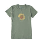 Life Is Good Women's Hello Sunshine Sunflower Short Sleeve Crusher Tee - Moss - Lenny's Shoe & Apparel