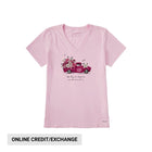 Life Is Good Women's Key To Happiness Floral Pickup Short Sleeve Crusher Vee - Seashell Pink - Lenny's Shoe & Apparel