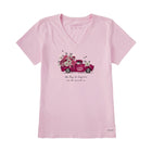 Life Is Good Women's Key To Happiness Floral Pickup Short Sleeve Crusher Vee - Seashell Pink - Lenny's Shoe & Apparel