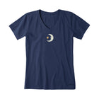 Life Is Good Women's Moon & Star Short Sleeve Crusher Vee - Darkest Blue - Lenny's Shoe & Apparel