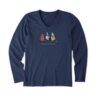 Life Is Good Women's Shady Winter Is For The Birds Long Sleeve Crusher Vee - Darkest Blue - Lenny's Shoe & Apparel