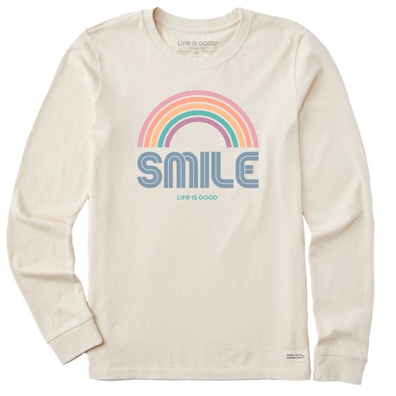 Life is Good Women's Smile Rainbow Crusher-LITE Tee - Putty White - Lenny's Shoe & Apparel