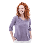Old Ranch Women's Este Organic Cotton V Neck Henley Top - Purple Sage - Lenny's Shoe & Apparel