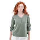 Old Ranch Women's Este Organic Cotton V Neck Henley Top - Shadow - Lenny's Shoe & Apparel