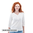 Old Ranch Women's Este Organic Cotton V Neck Henley Top - White - Lenny's Shoe & Apparel
