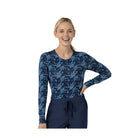 Wink Women's All Over Print Silky Scrub Tee - Beachy Blooms Navy - Lenny's Shoe & Apparel
