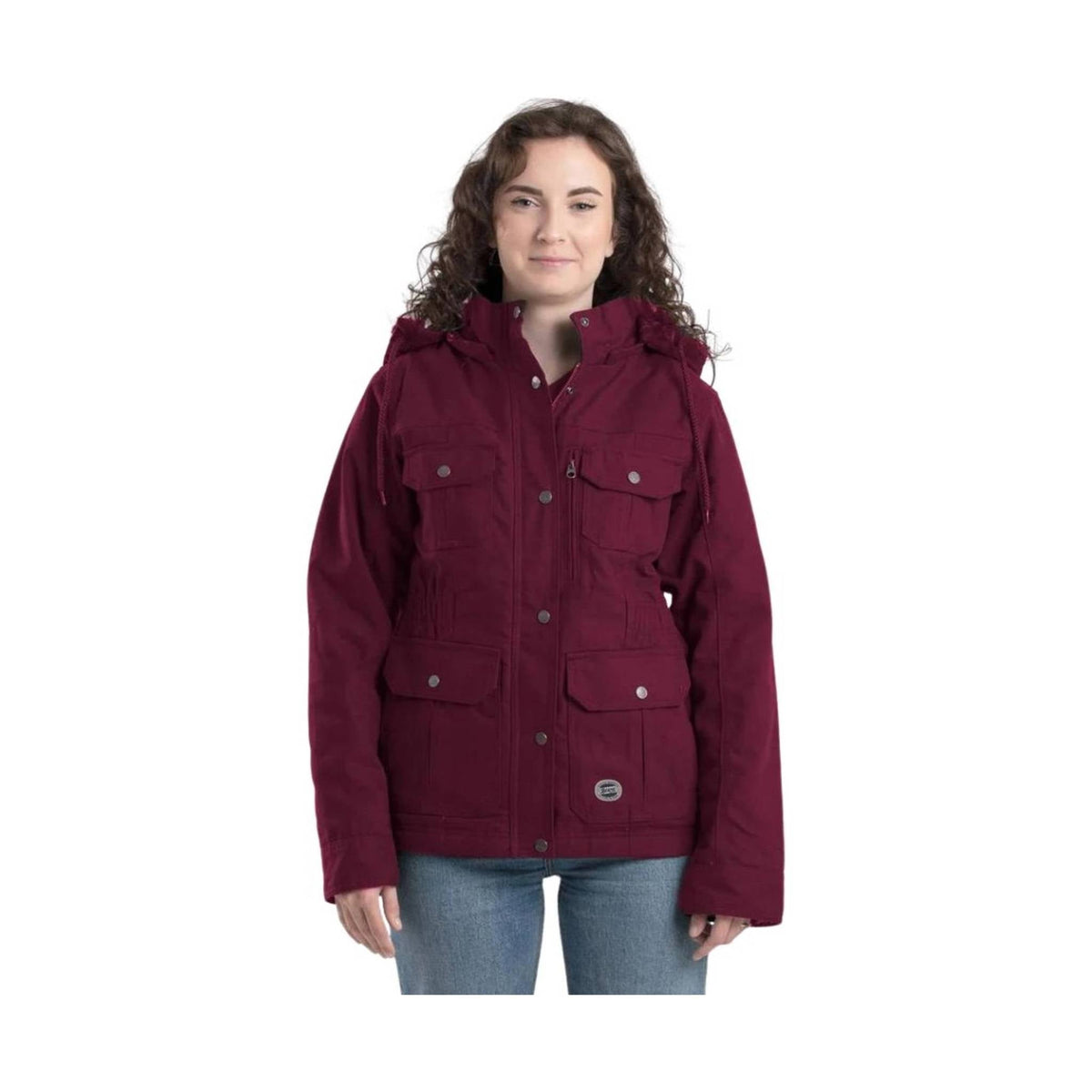 Berne Women s Vintage Washed Duck Barn Coat Maroon FINAL SALE