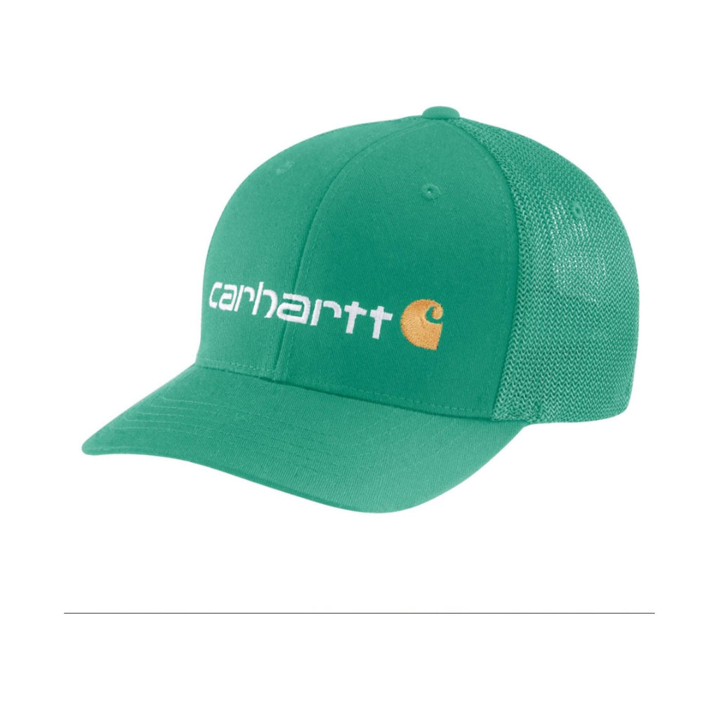 Carhartt Rugged Flex Fitted Canvas Mesh Back Logo Graphic Cap - Seagreen - Lenny's Shoe & Apparel
