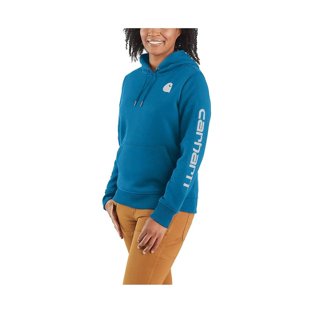 Carhartt Women's Relaxed Fit Midweight Logo Sleeve Graphic Sweatshirt - Marine Blue - Lenny's Shoe & Apparel