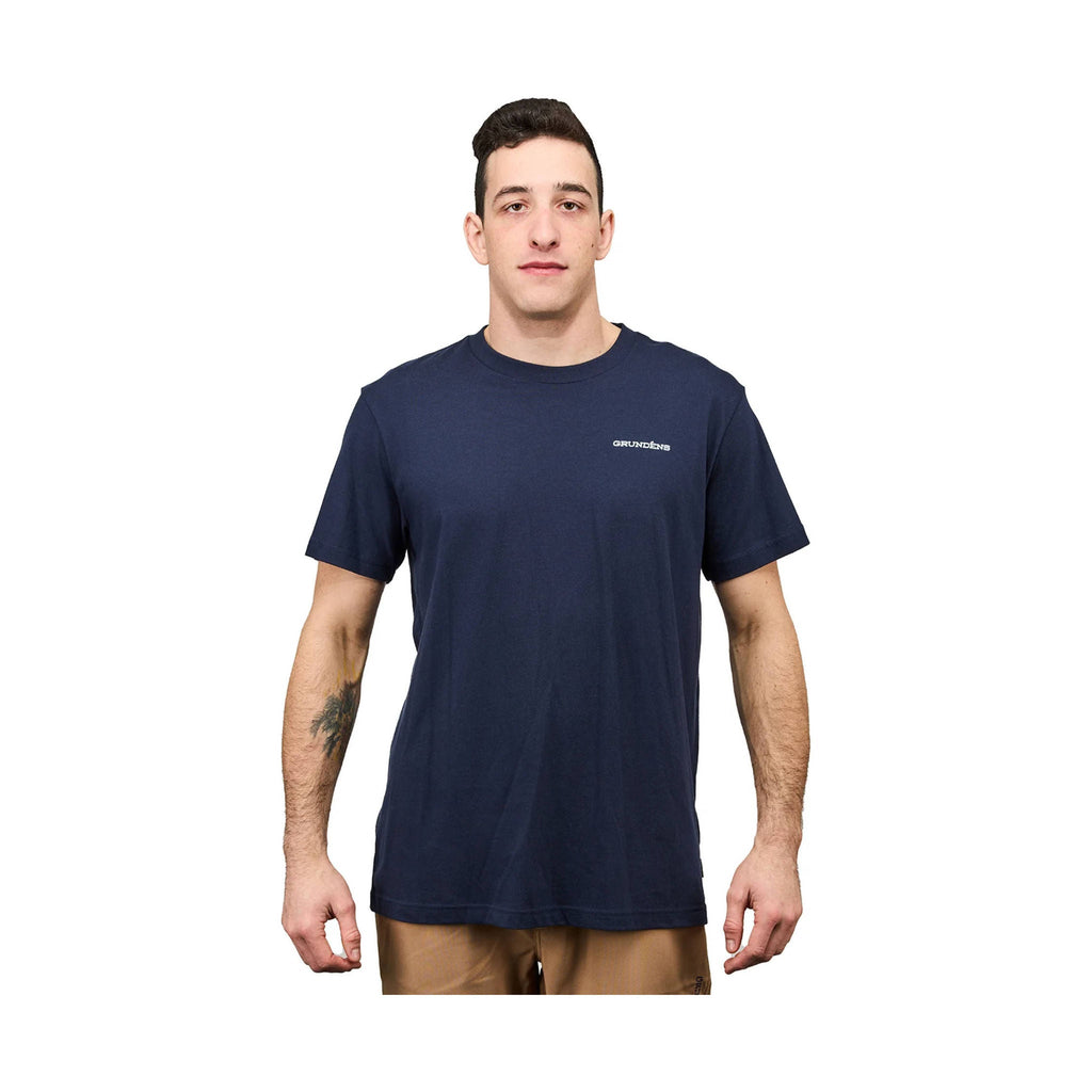 Grundens Men's Logo Boat SS T Shirt - Dark Navy - Lenny's Shoe & Apparel