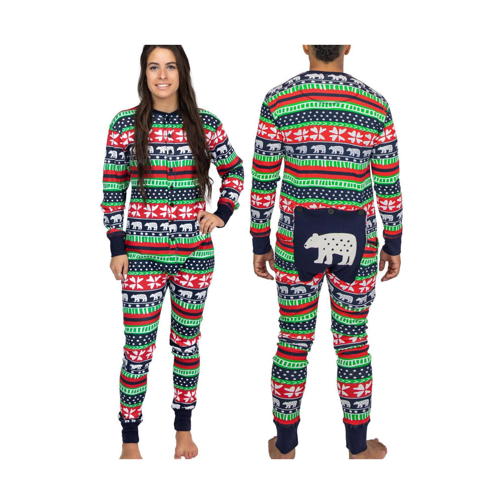 Lazy One Sweater Bear Adult Onesie Flapjack - Multi Color - Lenny's Shoe & Apparel