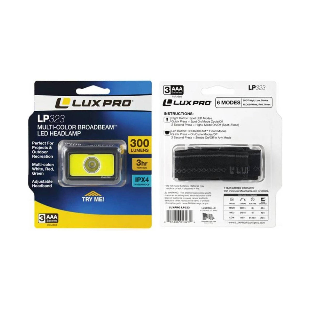 Lampada Frontale Luxpro LP345V2 – 303 Lumen Con Luci Di Inondazione Multicolore