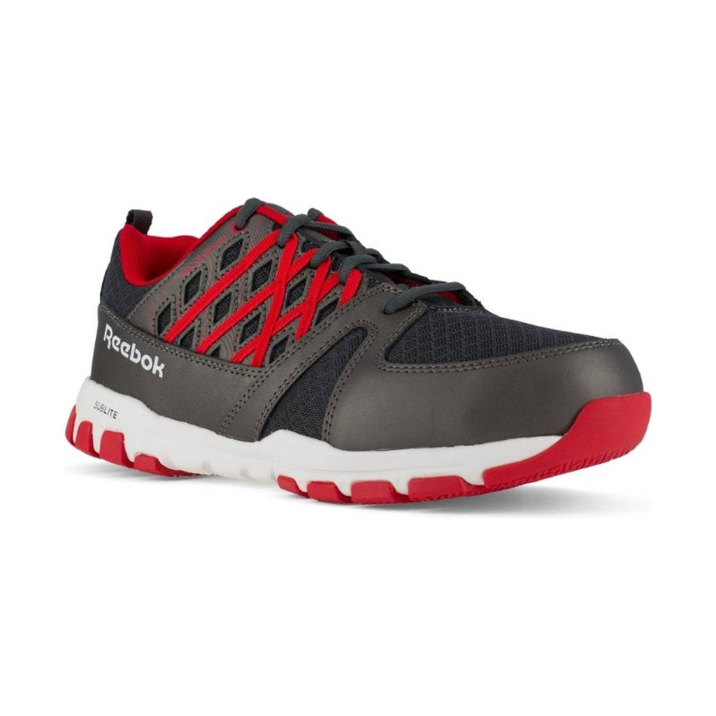 Reebok Work Men's Sublite Steel Toe - Grey/Red - Lenny's Shoe & Apparel