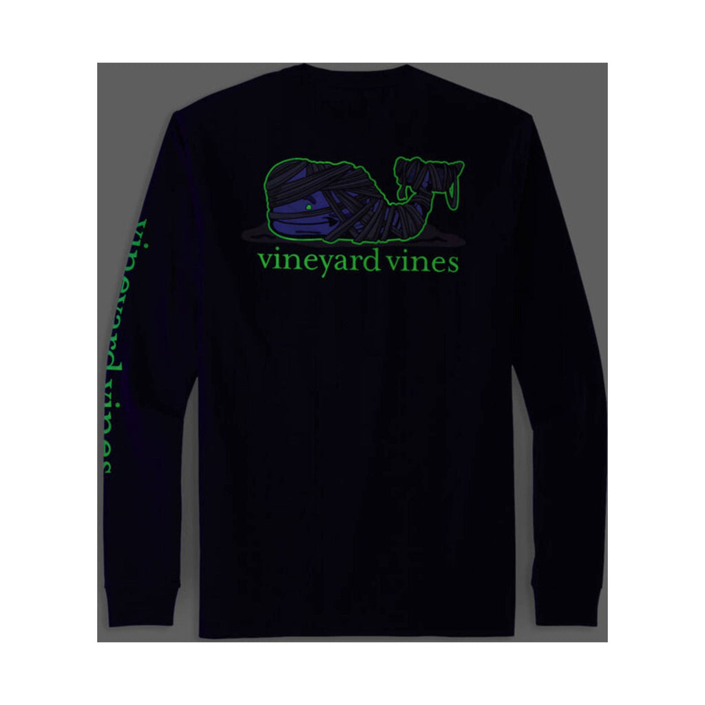 Vineyard Vines Men's Glow In The Dark Mummy Whale Long Sleeve Pocket Tee - Nautical Navy - Lenny's Shoe & Apparel