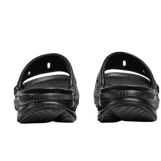 Black sandals with a strap on a white background