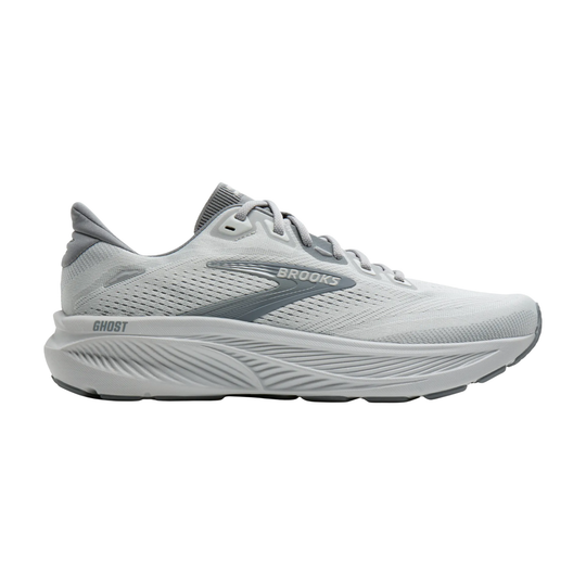 Grey athletic shoe on a white background
