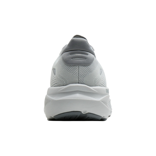 Gray sneaker with a thick sole on a white background