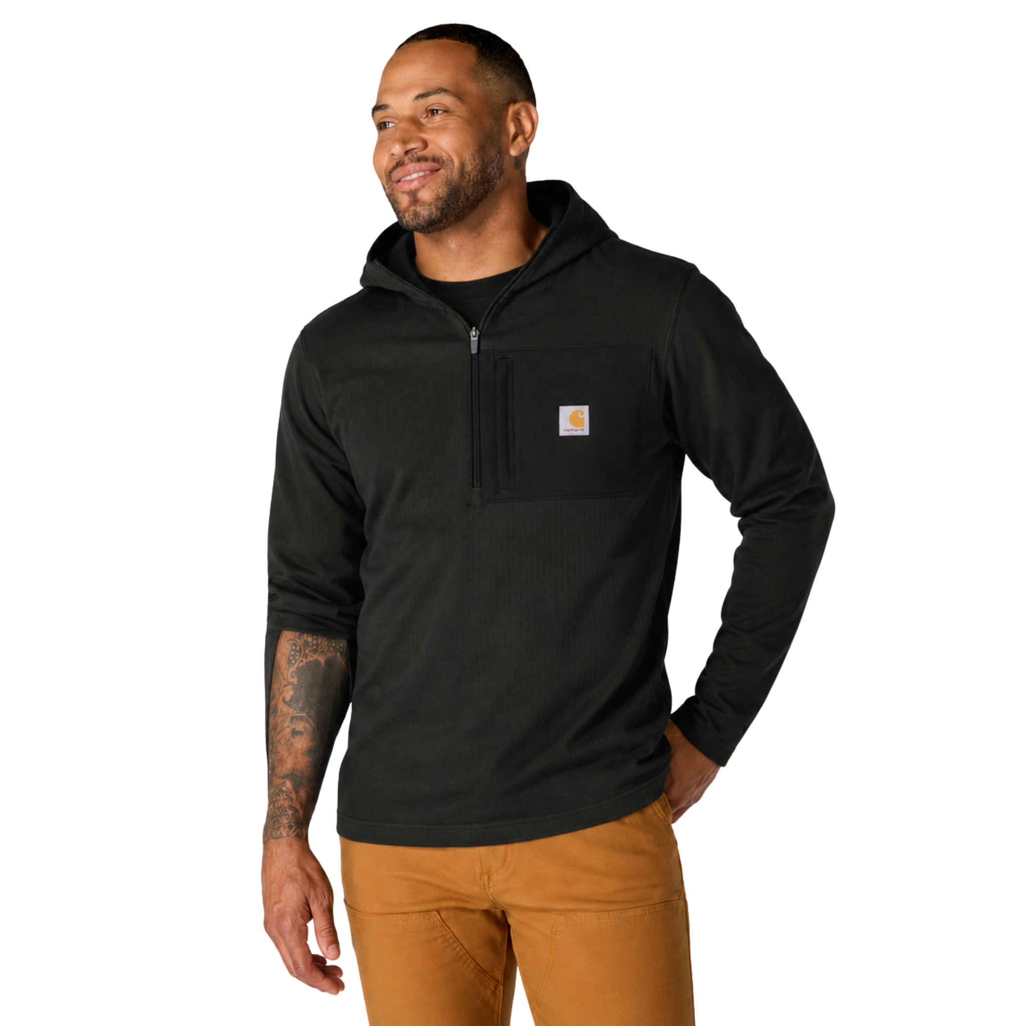 Carhartt Men's Force Ironwood Relaxed Half Zip Hoodie - Black