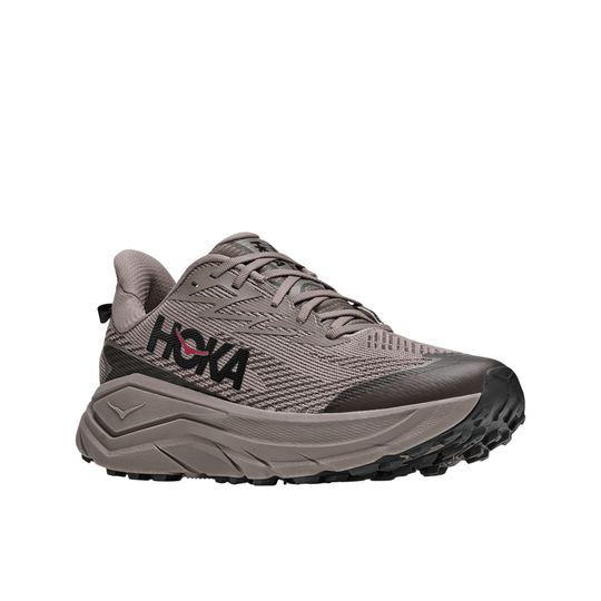Gray running shoe with Hoka branding on a white background