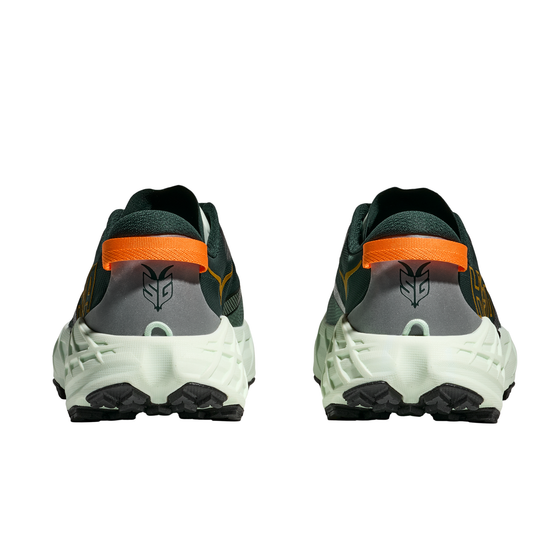 Pair of running shoes with orange accents on a white background
