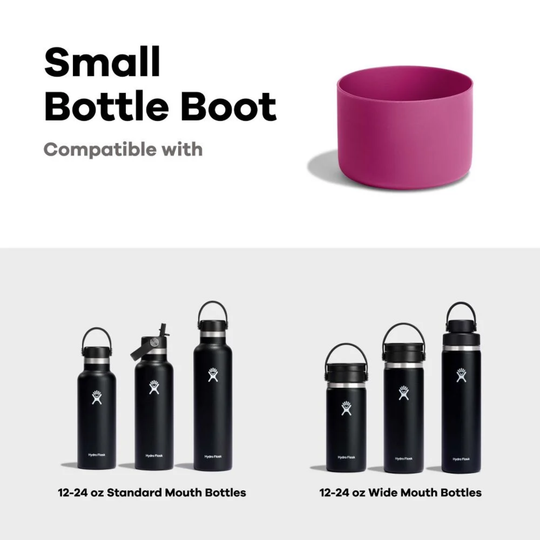 Small bottle boot compatible with various water bottles on a white background
