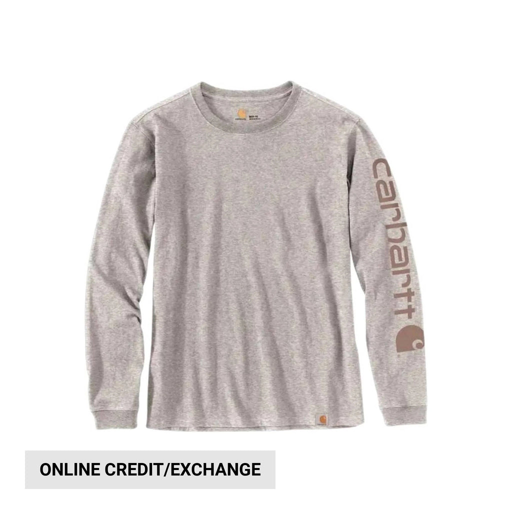 Carhartt Women's Long Sleeve Logo T-Shirt - Heather Gray - Lenny's Shoe & Apparel