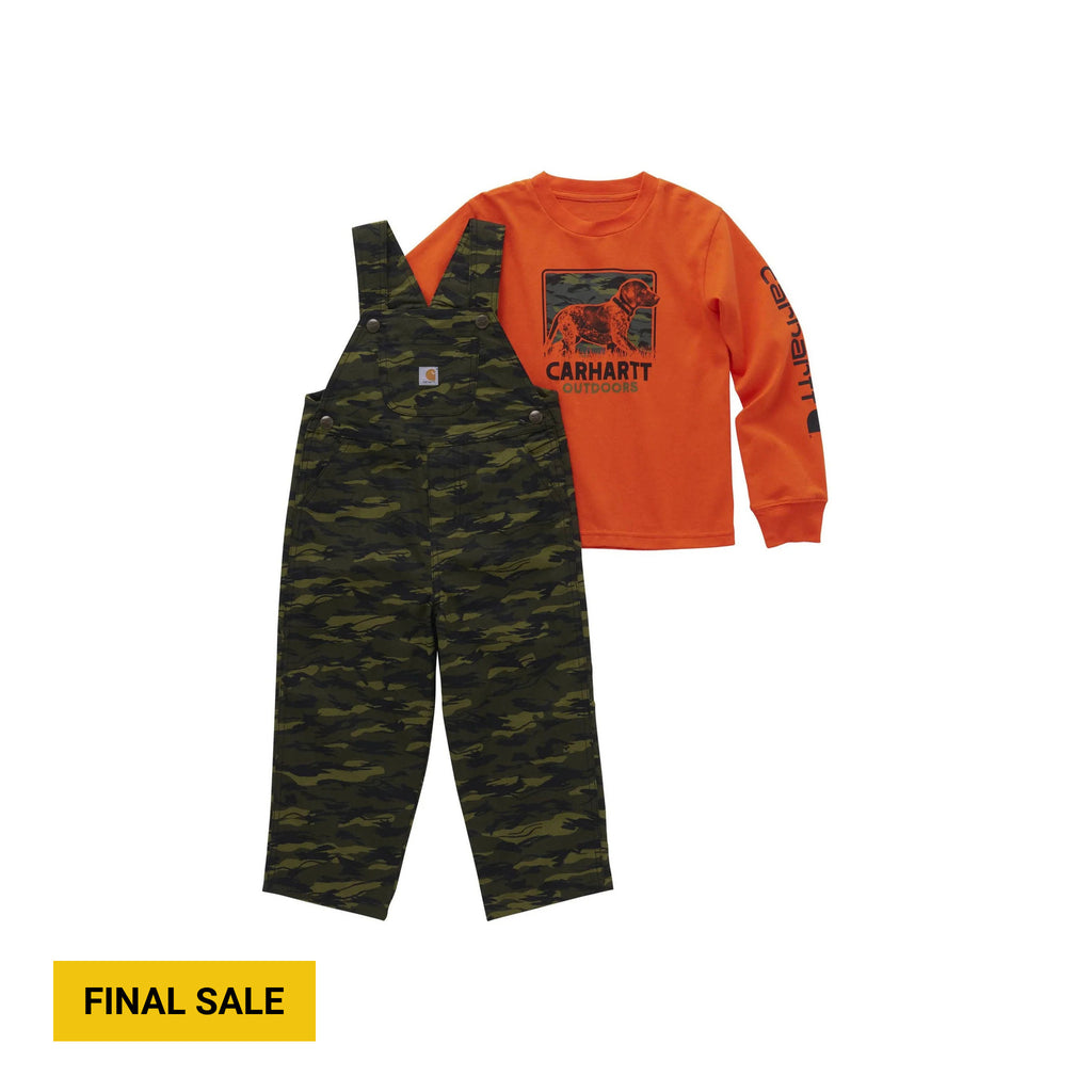 Carhartt Boys' Toddler Long Sleeve Shirt Canvas Print Overall Set - Camo/Green - Lenny's Shoe & Apparel