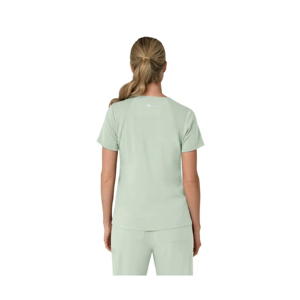 Back of Green v neck scrub top