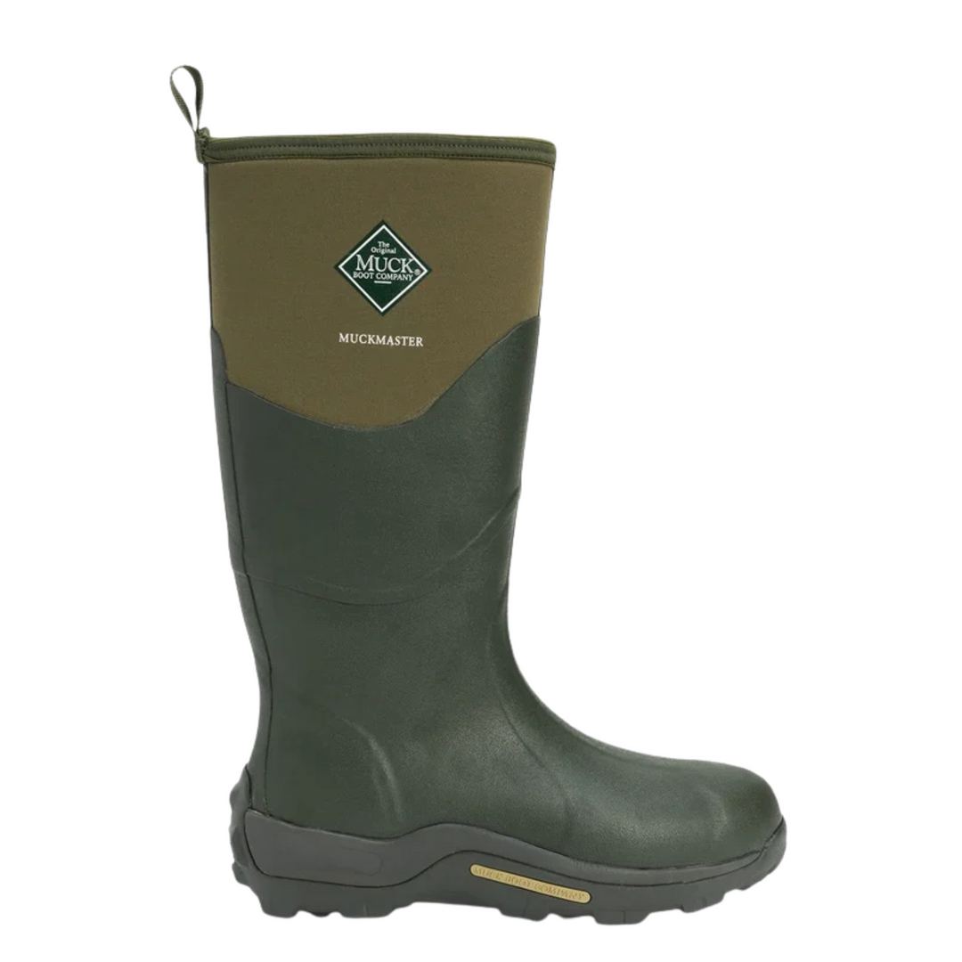 Muck Men's Muckmaster Tall Boots - Moss on a white background.