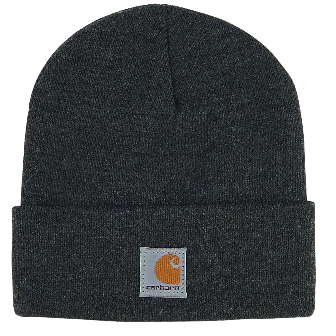 Carhartt Kids' Toddler Watch Hat - Charcoal Heather on a white background.
