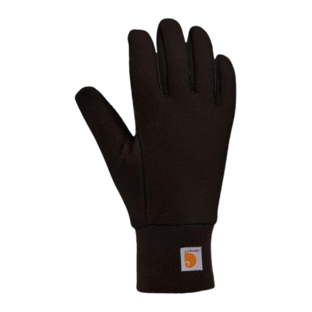 Carhartt Women's Storm Defender Fleece Gloves - Black on a white background.