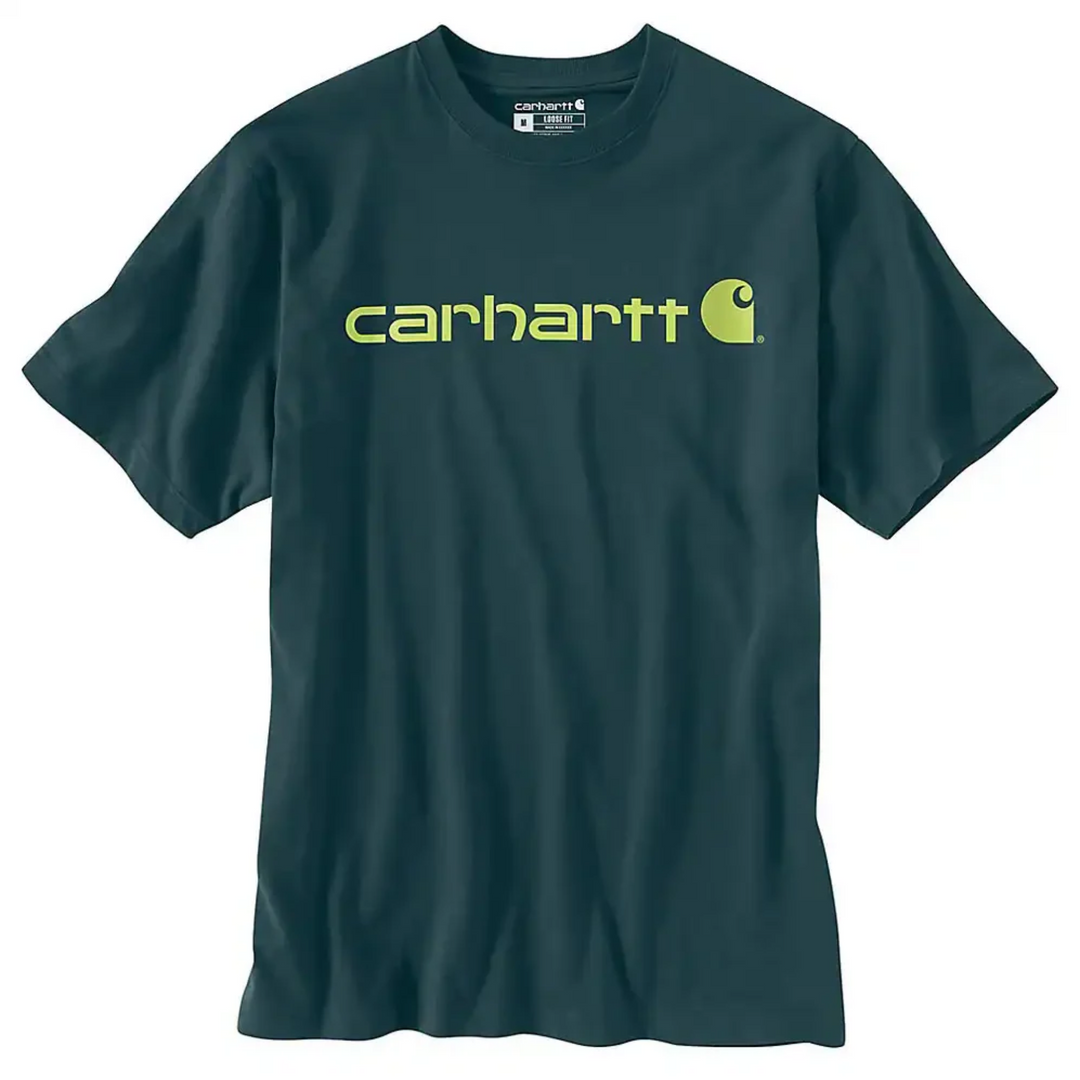 Carhartt Men's Short Sleeve Logo T-Shirt - Dark Harbor Teal on a white background.