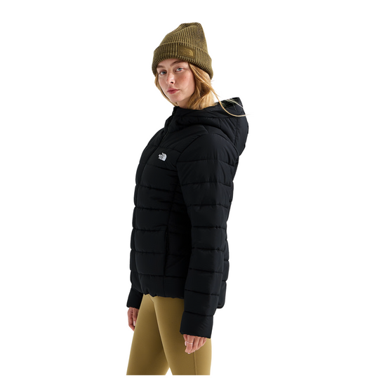 The North Face Women’s Aconcagua Hooded Jacket - TNF Black on a female model on a white background.