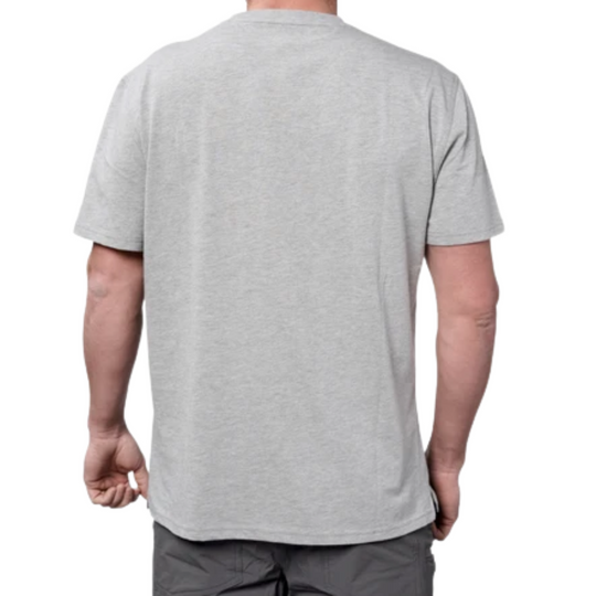 Brunt Men's The Martin Pocket Tee - Light Grey Heather on a male model on a white background.