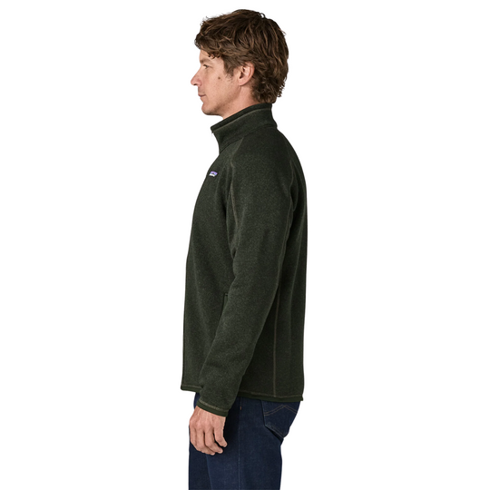 Patagonia Men's Better Sweater Fleece Jacket - Old Growth Green on a male model on a white background.