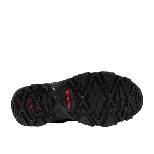 Columbia Men's Bugaboot III Winter Boot - Black/Bright Red on a white background.
