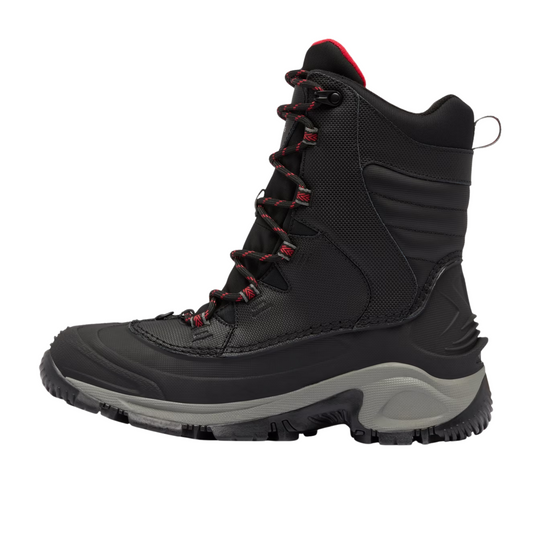 Columbia Men's Bugaboot III Winter Boot - Black/Bright Red on a white background.